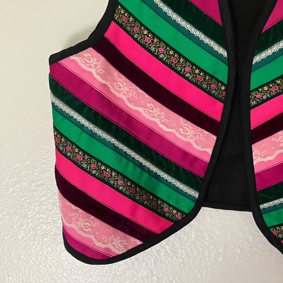 Vintage Aunt Abigail's Attic Striped Fabric Vest Size Medium - Picture 6 of 9